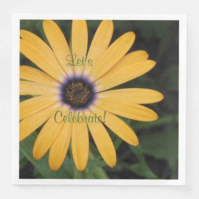 Yellow Daisy Let's Celebrate Serviette (Vorderseite)