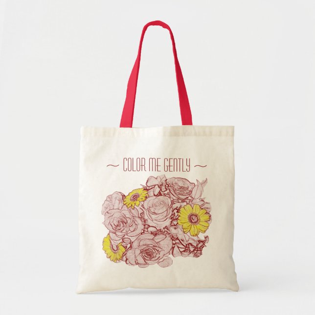 Yellow Daisy Rote Rose mit Bouquet Custom Tragetasche (Vorne)