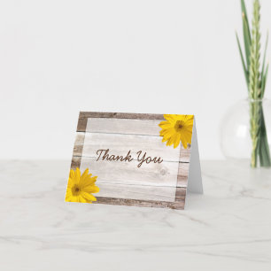 Yellow Daisy Rustic Barn Wood Vielen Dank Dankeskarte