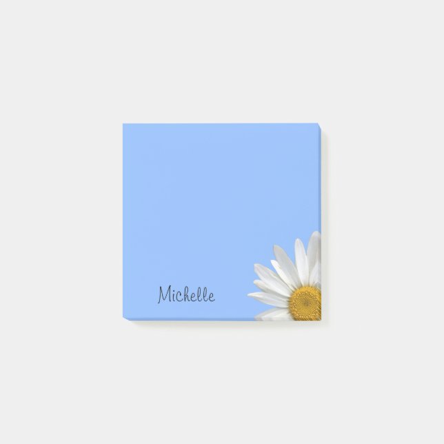 Yellow Daisy Stylish Floral Blue Post-it Klebezettel (Vorderseite)