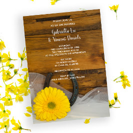 Yellow Daisy und Horseshoe Country Western Wedding Einladung