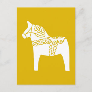 Yellow Dala Horse Postkarte