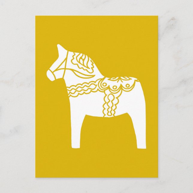 Yellow Dala Horse Postkarte (Vorderseite)