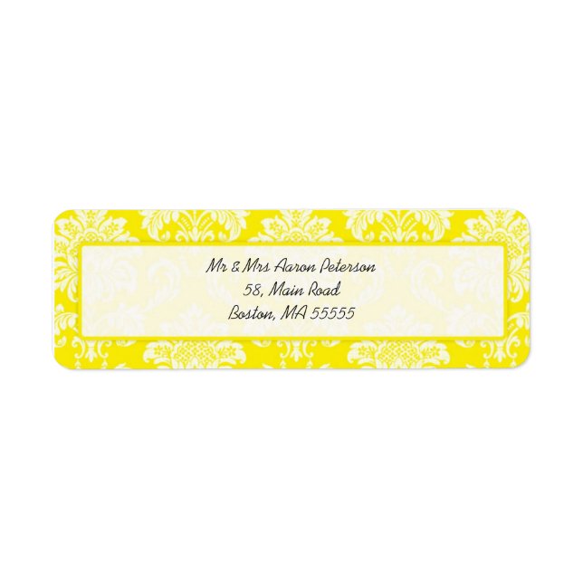 Yellow Damask Anpassbare Adressenmarken (Vorne)