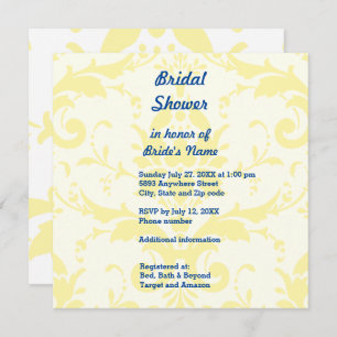 Yellow Damask Background Bridal Dusche Einladung