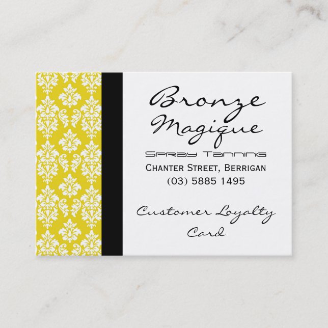 Yellow Damask Business Customer Loyalty Cards Treuekarte (Vorderseite)
