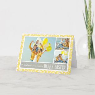 Yellow Damask Foto Collage Happy Oaster Card Feiertagskarte