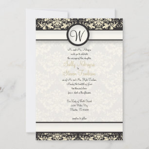 Yellow Damask Wedding Einladung