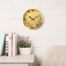 Yellow Dandelions Ferns Greenerity Country Große Wanduhr