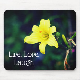 Yellow Daylily Elegant Flower Inspirational Quote Mousepad