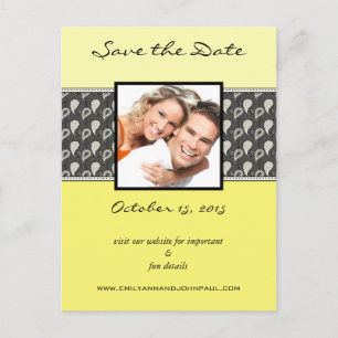 Yellow Deep Gray Paisley Save the Date Ihre Fotos Ankündigungspostkarte