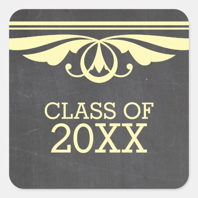 Yellow Deko Chalkboard Abschluss Stickers (Vorderseite)