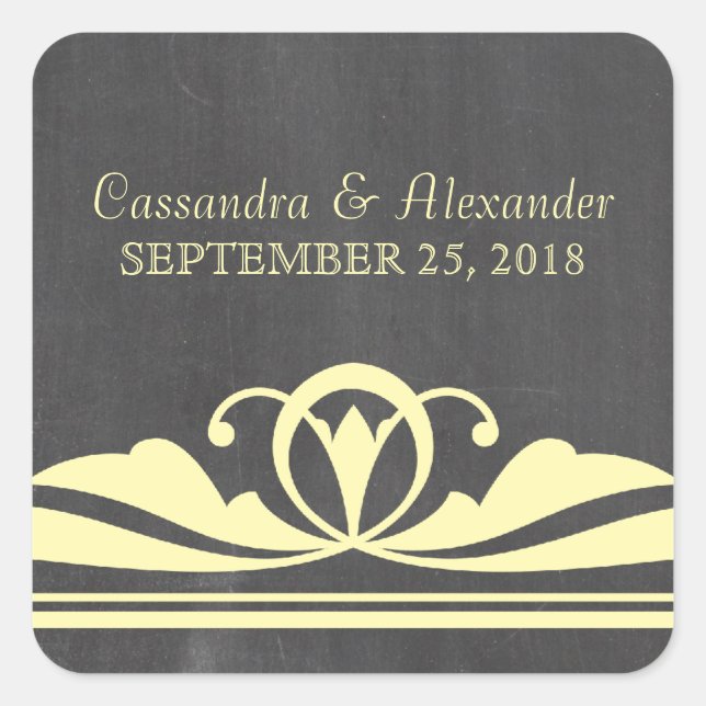 Yellow Deko Chalkboard Wedding Stickers (Vorderseite)