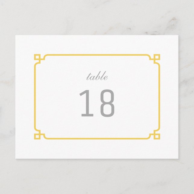 Yellow Deko Chic Tischnummer Postkarte (Vorderseite)