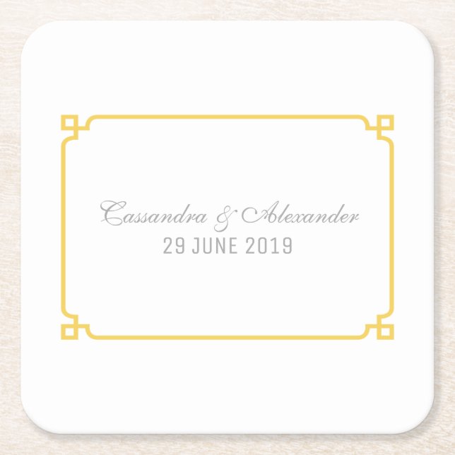 Yellow Deko Chic Wedding Rechteckiger Pappuntersetzer (Vorderseite)