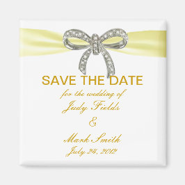 Yellow Diamond Bow Wedding Save the Date Magnet