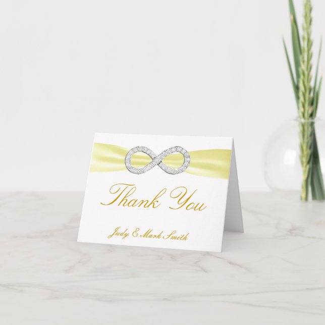 Yellow Diamond Infinity Wedding Danke Card (Vorderseite)