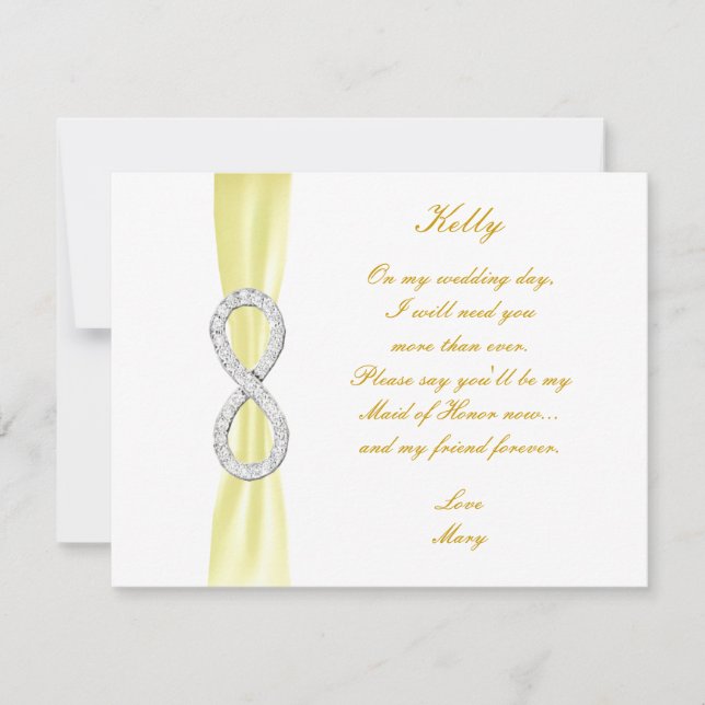 Yellow Diamond Infinity Wedding Trauzeugin Card Einladung (Vorderseite)