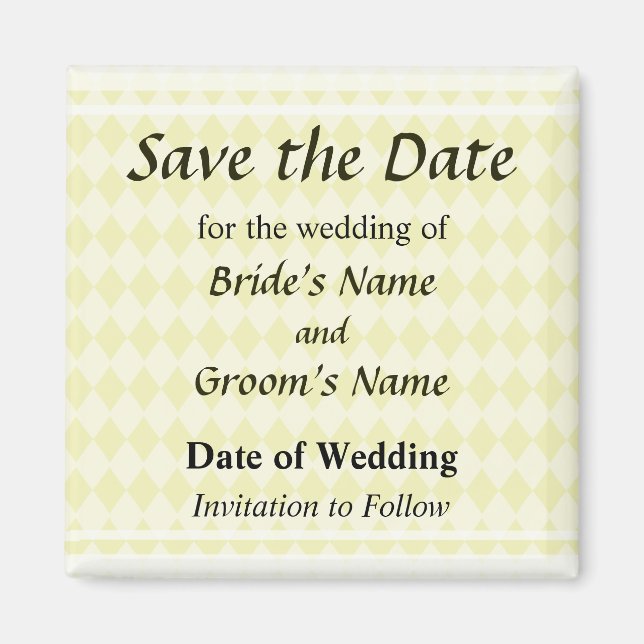 Yellow Diamonds Save the Date Magnet (Vorne)