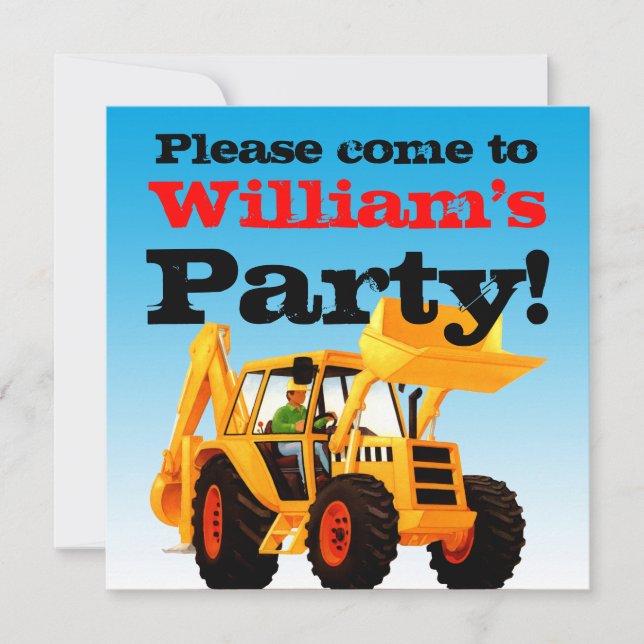 Yellow Digger 2. Geburtstagskinder-Party Einladung (Vorderseite)