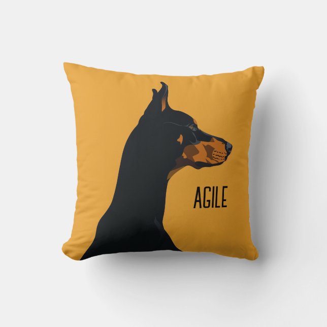 Yellow Doberman Kissen (Vorderseite)