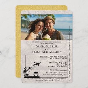 Yellow Dominican Republic Passport Wedding Einladung