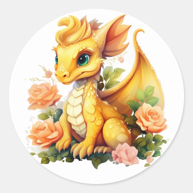 Yellow Dragon Runder Aufkleber (Vorderseite)