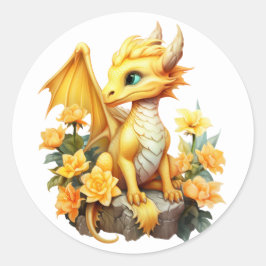 Yellow Dragon Runder Aufkleber