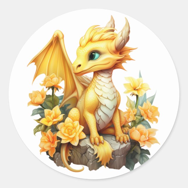 Yellow Dragon Runder Aufkleber (Vorderseite)