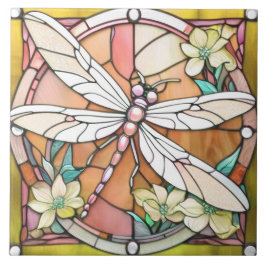Yellow Dragonfly Art Nouveau Deko gestettetes Glas Fliese