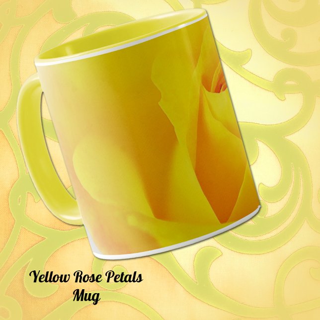 Yellow Dreamy Rose Petals Tasse Cup (Yellow Rose flower petals close up on mug.)