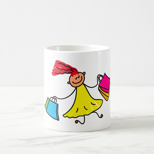 Yellow Dress Happy Girl Shopping Kaffeetasse (Von Creator hochgeladen)
