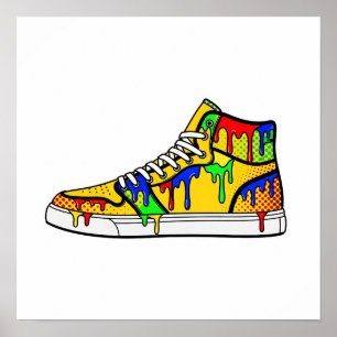 Yellow Drilling Paint Sneaker Poster