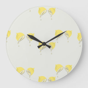 Yellow Dripping Lemon Slices Große Wanduhr