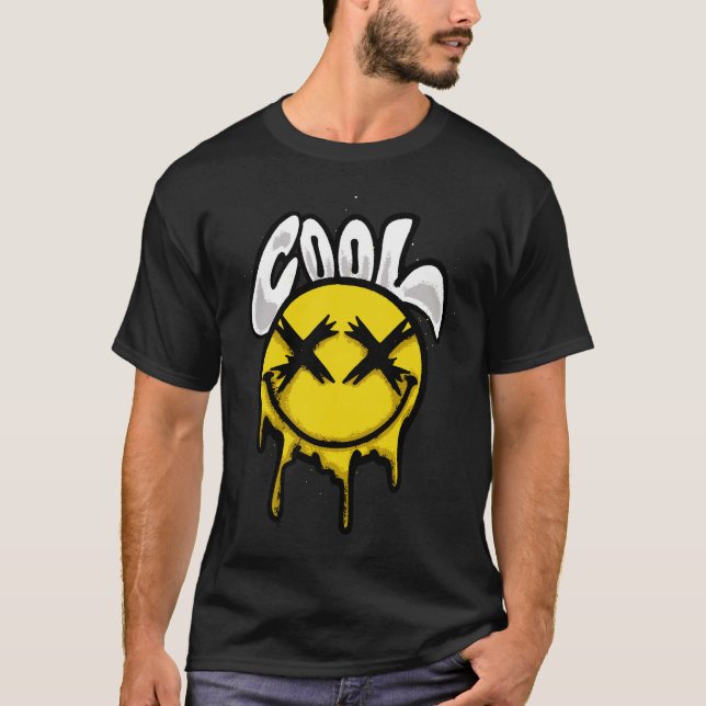 Yellow Dripping Smile streetwear T-Shirt (Vorderseite)