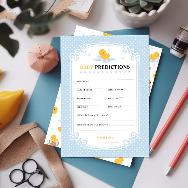 Yellow Duck Bath Baby Predictions Game Card Hinweiskarte (Von Creator hochgeladen)