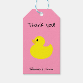 Yellow Duck Danke, Pink Color Gift Tags Geschenkanhänger
