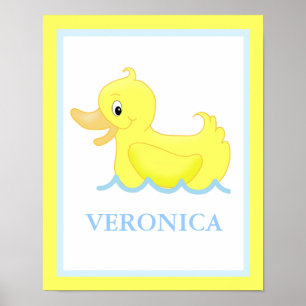 Yellow Duck Little Ducky Personalized Art Print Poster