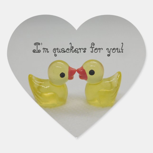 Yellow Duck Love Herz-Aufkleber (Vorderseite)