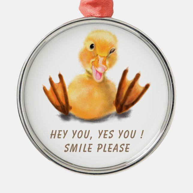 Yellow Duckling Christmas Ornament - Lächeln (Vorne)