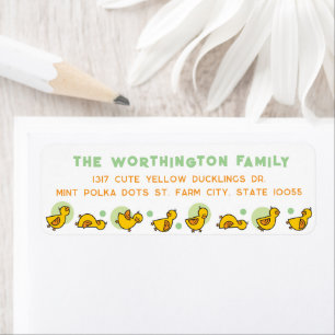 Yellow Ducklings Green Dots Kinderanschrift