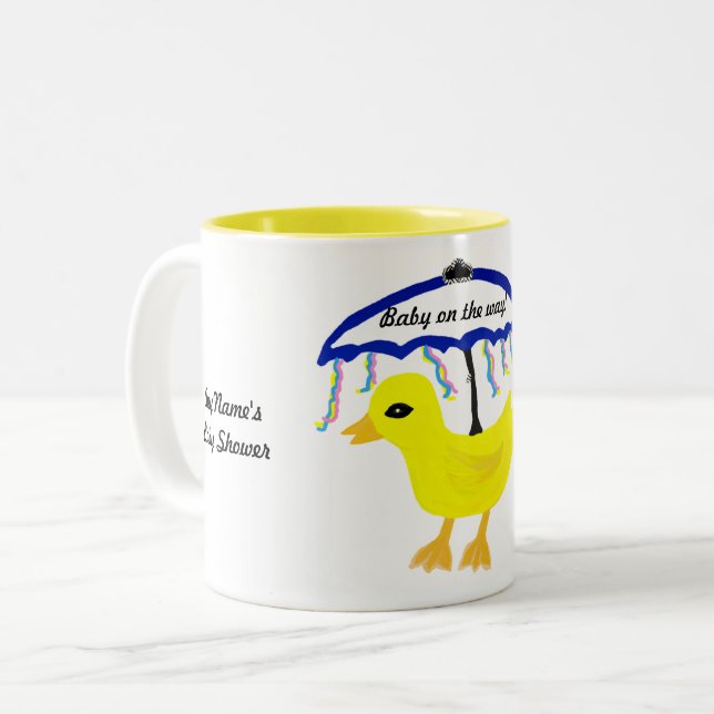 Yellow Ducky Baby Showdusche Gefallen Tasse (Vorderseite Links)