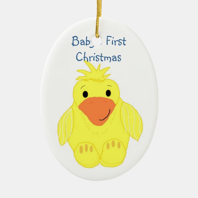 Yellow Ducky Baby's First Christmas Keramik Ornament (Vorne)