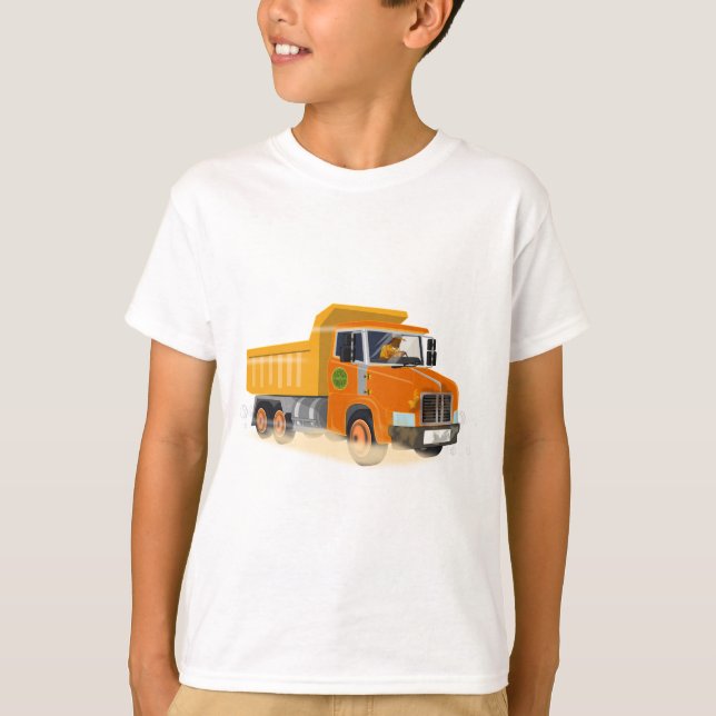 Yellow Dump Truck Cartoon für Kinder T-Shirt (Vorderseite)