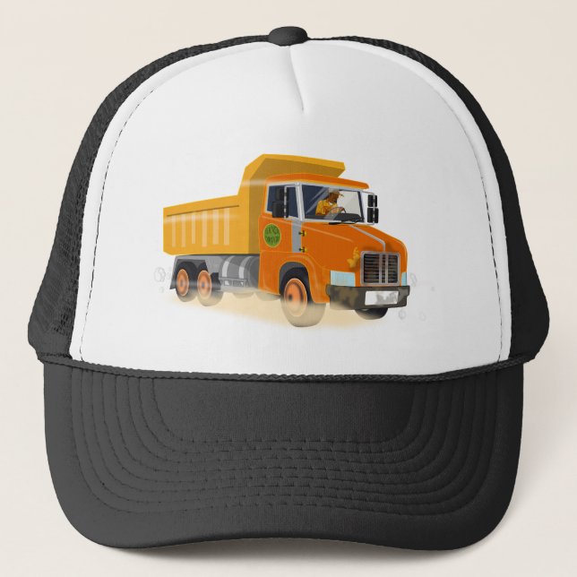 Yellow Dump Truck Cartoon für Kinder Truckerkappe (Vorderseite)