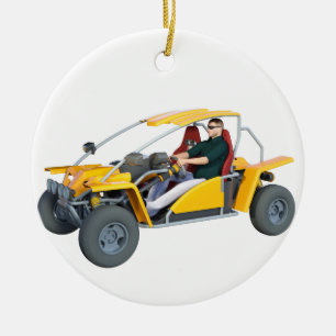 Yellow Dune Buggy Keramik Ornament
