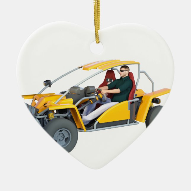 Yellow Dune Buggy Keramik Ornament (Vorne)