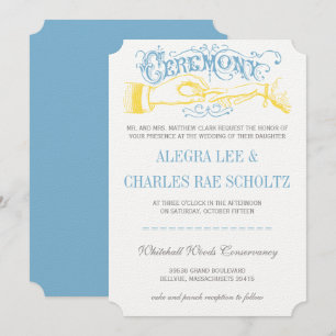 Yellow Dusk BLue Moderne Vintage Typografie Einlad Einladung