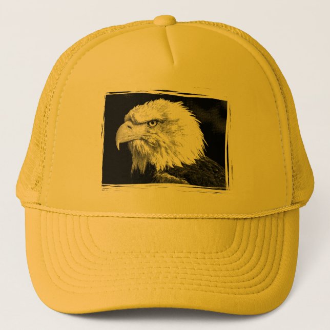 Yellow Eagle Head Pop Moderne Elegante Vorlage Truckerkappe (Vorderseite)