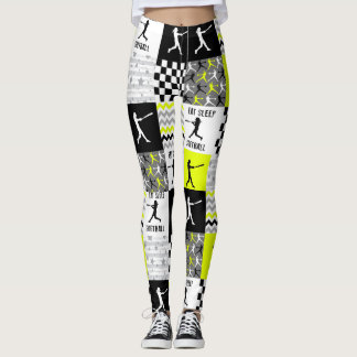 Yellow Eat Sleep Softball Leggings